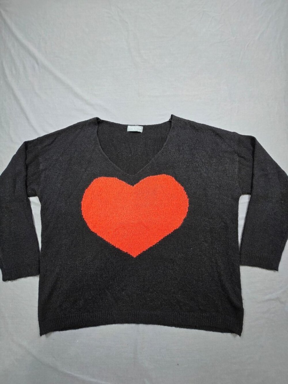 Sweet Lovely By Jen 1X 2X Pullover Sweater Black Red Heart Knit Valentines